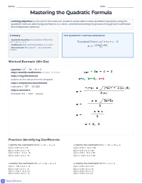 Mastering Quadratic Equations: Step-by-Step Practice