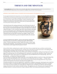Comprehension Worksheet: Theseus and the Minotaur