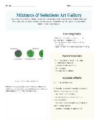 Mixtures and Solutions Art Gallery Activity