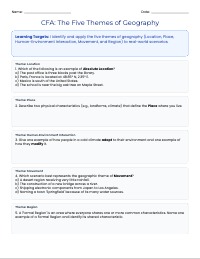 Five Themes of Geography Formative Assessment