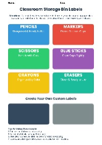 Classroom Storage Bin Labels