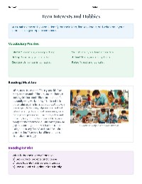 Teen Interests Worksheet
