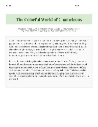 Exploring Chameleons' Unique Features