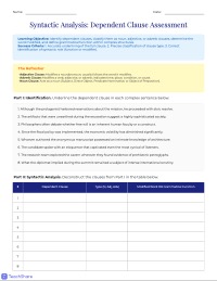 Honors Analysis of Complex Dependent Clauses