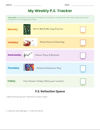 My Weekly P.E. Activity Schedule