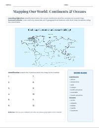 Mapping Our World: Continents and Oceans