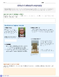 Africa's Cultural Geography Worksheet