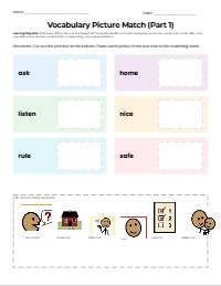 Matching School and Home Vocabulary