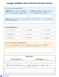Adding Integers: Overview and Practice
