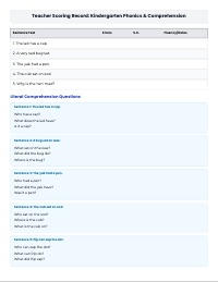 Kindergarten Phonetic Reading and Comprehension Assessment