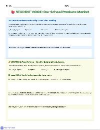 School Produce Market Reflection Guide