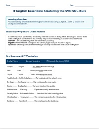 Building Clear IT English Sentences: SVO Structure