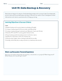 IT English Training: Data Backup & Recovery