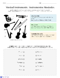 Musical Instruments in English and Spanish