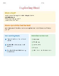 Understanding Heat Through Activities