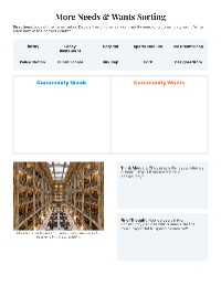 Understanding Community Needs and Wants