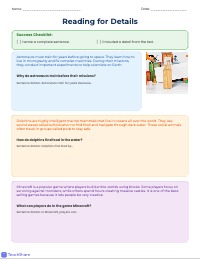 Madilynn's Reading Comprehension and Writing Practice