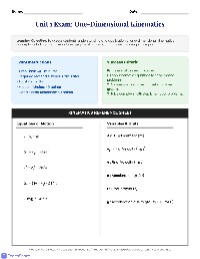 1D Kinematics Honors Physics Exam