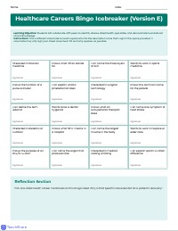 Allied Health Care: Human Bingo Icebreaker