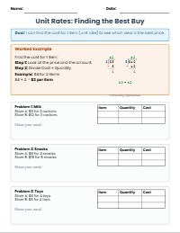 Finding the Best Buy: Unit Rate Skills Check