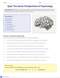 Perspectives in Psychology Vocabulary Assessment