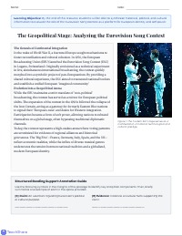 The Cultural and Political Influence of Eurovision
