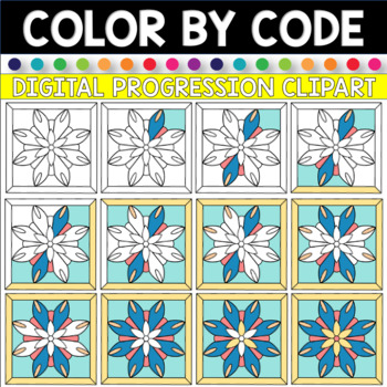 Colorful Designs Color by Code Progression Digital Clip Art Set 3 ...