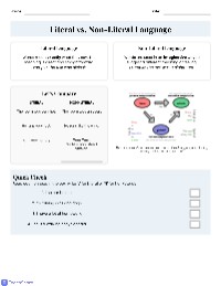 Understanding Literal and Non-Literal Language — Language | TeachShare