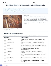 Construction Tool Identification Worksheet — Construction Tools ...