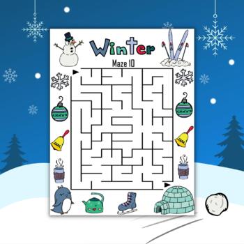 Printable Winter Mazes Puzzles Games Activities - Fun Winter Worksheets ...