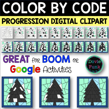 WINTER SILHOUETTES Color by Code Progression Digital Clip Art Set 4 ...