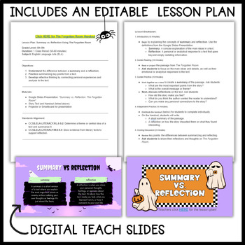 ELA Halloween Lesson: Summary vs. Reflection Using a Short Story ...