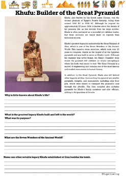 Khufu builder of the Great Pyramid worksheet Activity and slide deck ...
