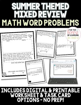 End of the Year Math Word Problems Mixed Spiral Review Task Cards ...