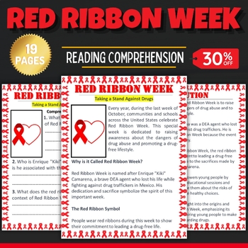 Printable Red Ribbon Week Reading Comprehension Passages with Answers ...