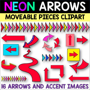 NEON ARROWS & ACCENTS Moveable Pieces Clip Art RED | Directional Arrows ...