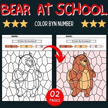 Bear at school Color by number Coloring Pages - Fun Back to school ...