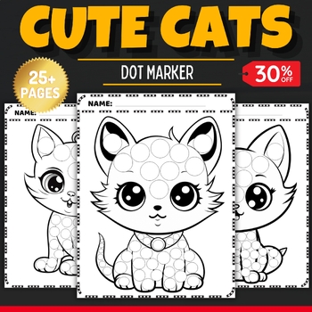 Printable Cute Cats Dot Marker Coloring Pages Sheets - Fun Cat Lovers ...