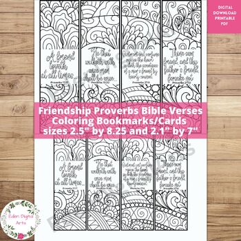 Friendship Proverbs Bible Coloring Bookmarks KJV Scripture Christian Cards Craft | TeachShare