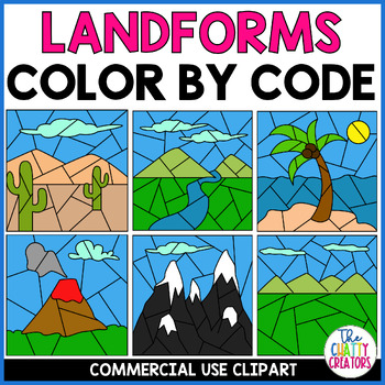 Landforms Color By Code Clipart | TeachShare
