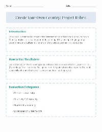 Create Your Own Country Project Rubric — Geography — for 7th Grade ...