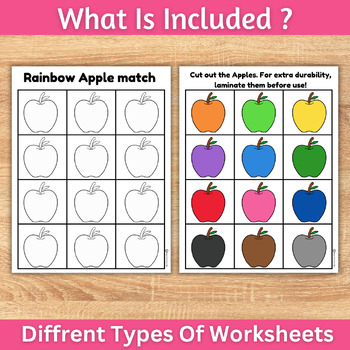 Fall Apple Errorless File folder matching game activity for special ...