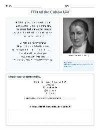 Eli Whitney and the Cotton Gin — History — for 5th Grade | TeachShare