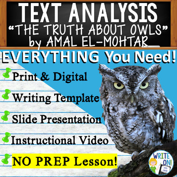 The Truth About Owls - Text Analysis Writing Prompt, Citing Text Based ...