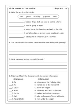 Laura Ingalls Wilder "Little House on the Prairie" worksheets | TeachShare