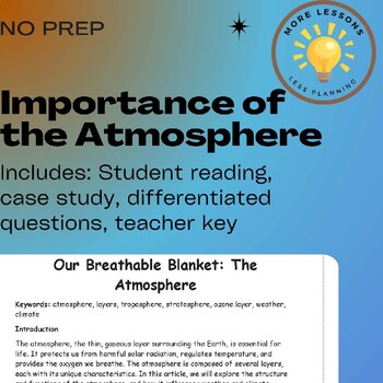 Importance of the Atmosphere Earth Systems Reading Comprehension ...