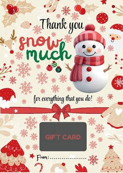 Snowman Christmas, Gift Card Holder, Printable Thank You Snow Much Gift ...