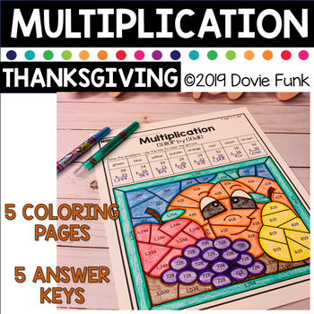 THANKSGIVING Multiplication Coloring Worksheets 2 DIGIT X 2 DIGIT ...
