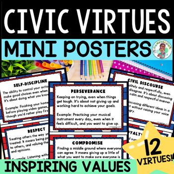 Civic Virtues Mini Posters for Community Building Moral Values Upper ...