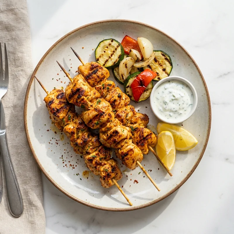 Brochettes de poulet marinées